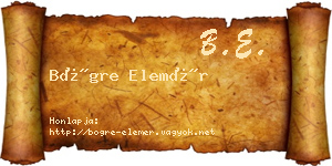 Bögre Elemér névjegykártya